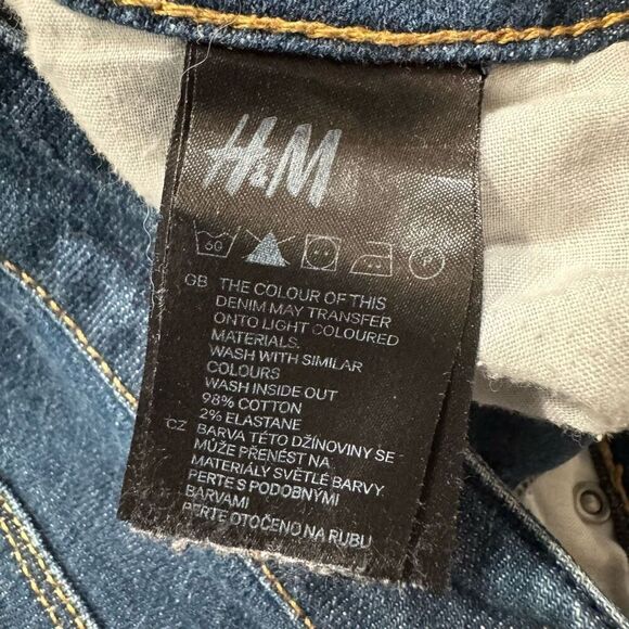 H&M Women's Mid-Rise Straight-Leg Skinny Fit Denim Jeans Blue Dark-Wash Size 28 - Picture 8 of 14